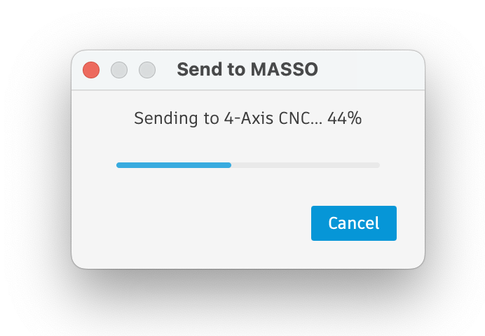 Send to MASSO transfer in progress