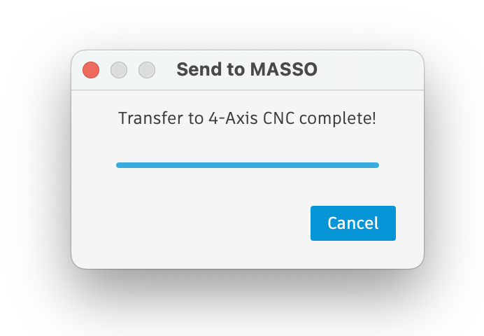 Send to MASSO transfer complete